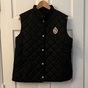Ralph Lauren Black Quilted Vest with Crest